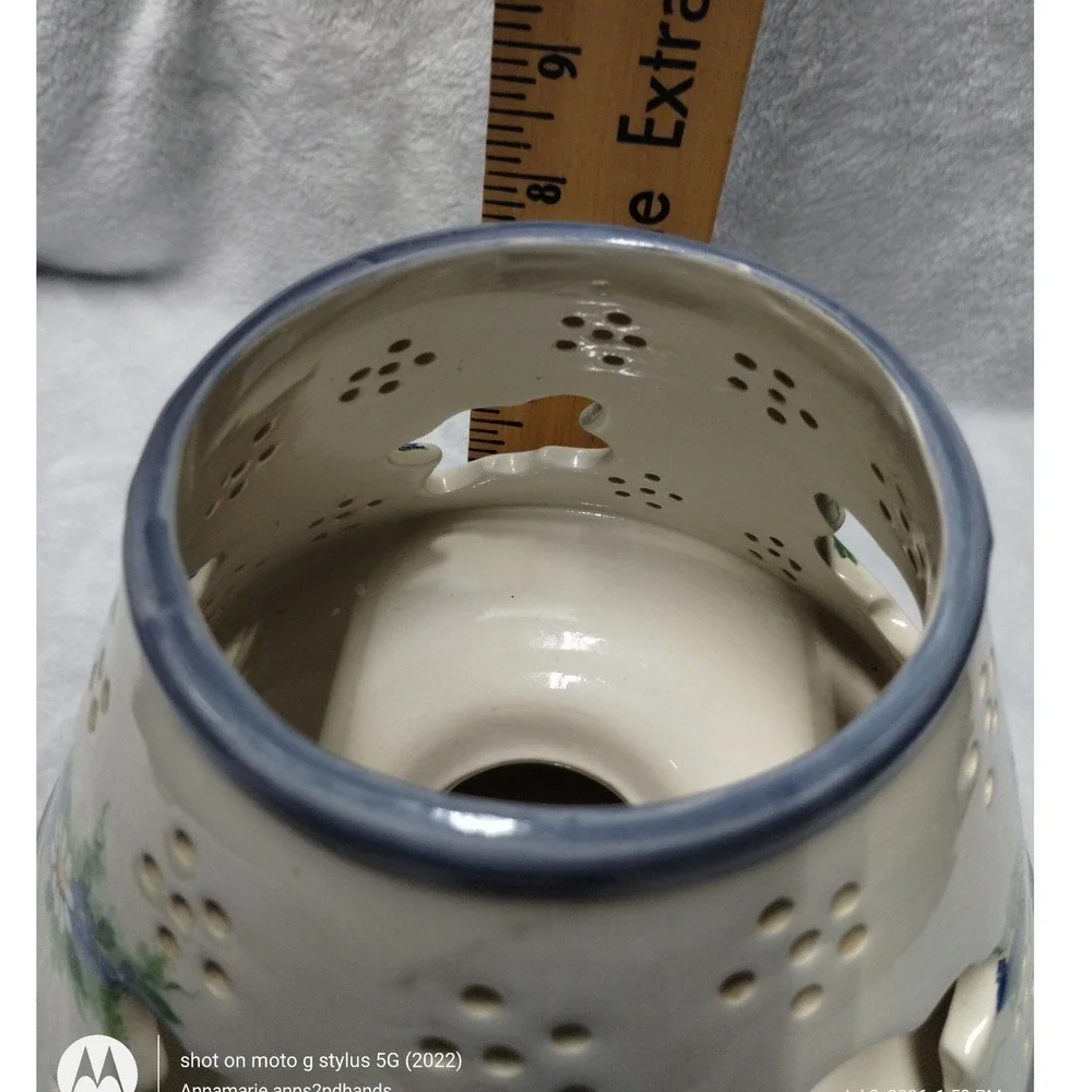 Kathy Hatch Collection Ceramic Jar Candle Holder Shade Daisy Floral Green 32143